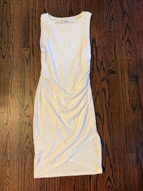 Treasure & Bond Cream Sleeveless Ruched Tulip Hem Midi Dress